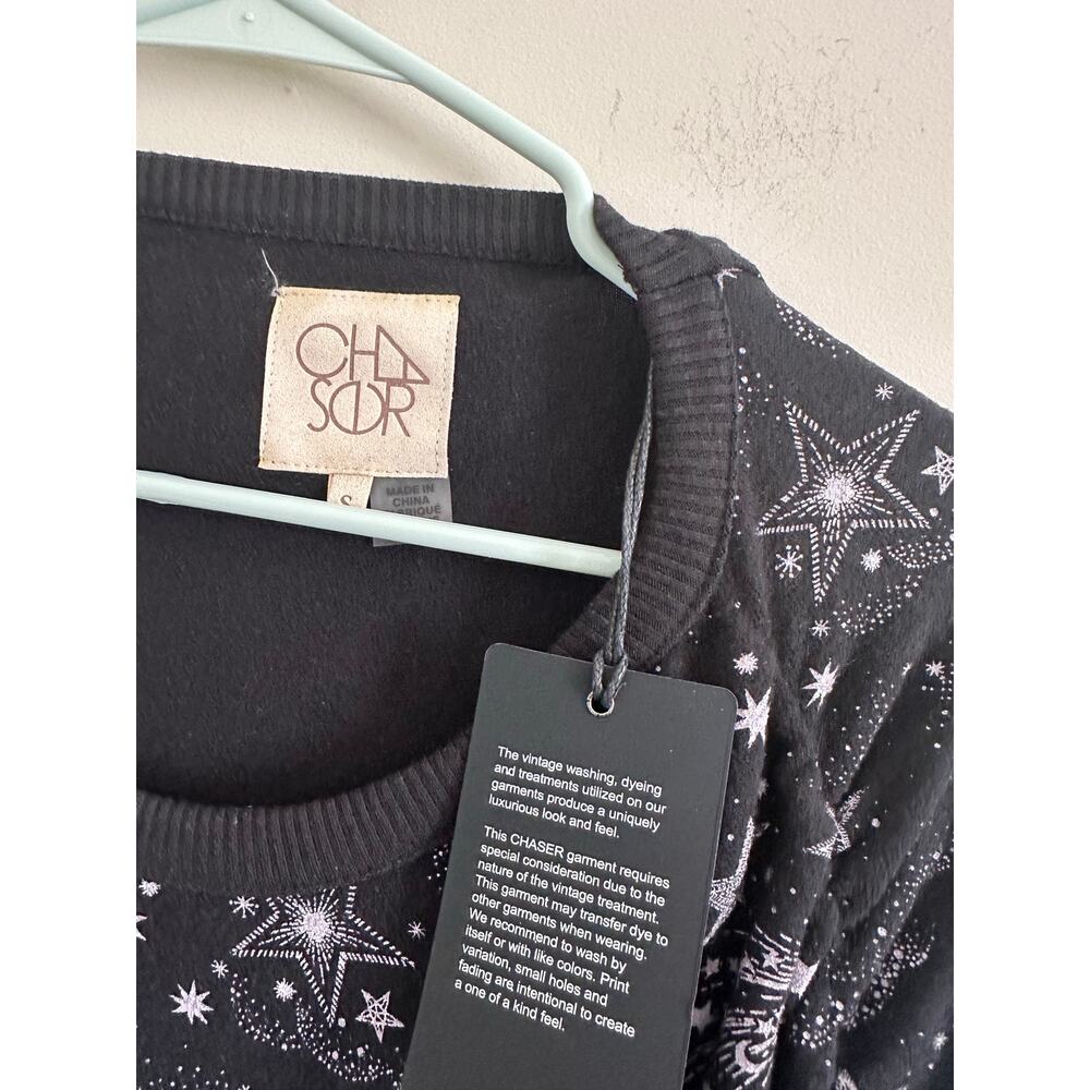 Chaser NWT Shirred Sleeve Star Print Sweater Size Small - Picture 4 of 4
